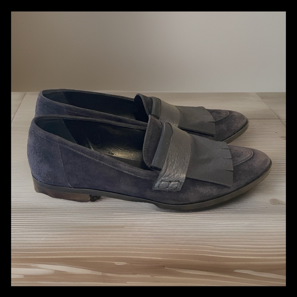DONNA CAROLINA Loafer Shoes Blue Suede Womens Size 37.5/U.S. 7